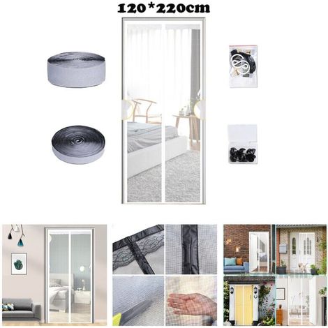 Magnet Fliegengitter Tür 120x220cm Automatisches Schließen Ultrafeines Netz Magnetischer Fliegengitter Türvorhang Ohne Bohren, Weiß