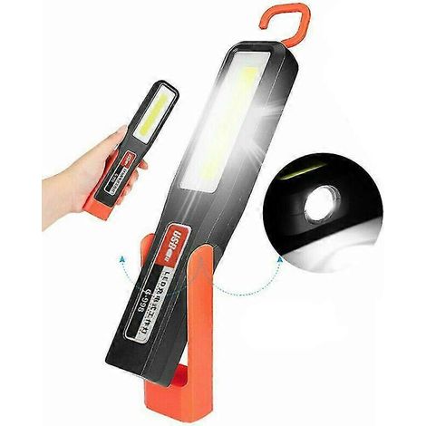 Lot de 2 lampes de travail magnétiques sans fil à LED COB, lampe torche d'inspection USB rechargeable (1/5)