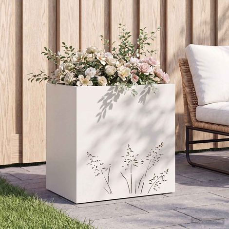 vidaXL Macetero de Jardín Blanco 50 x 30 x 49 cm (1/5)