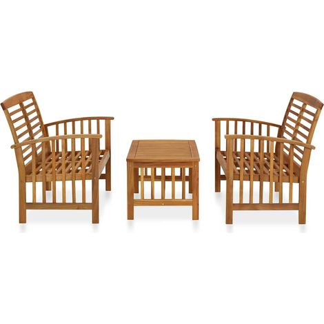 Salon de jardin 3 pcs Contemporain, Ensemble repas de jardin, Bois d'acacia solide OIB3914E (1/5)