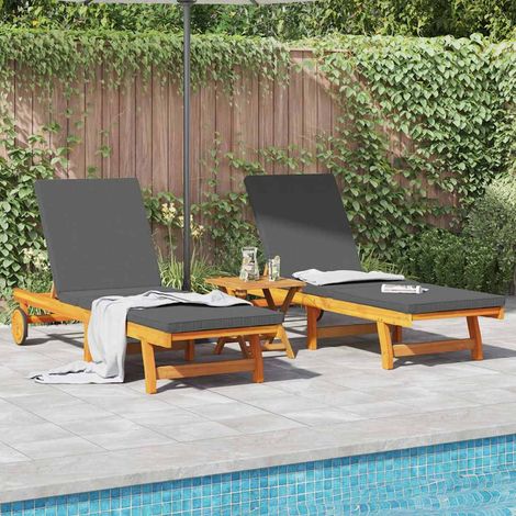 vidaXL Transat 2 pc Bois d'Acacia Massif Marron