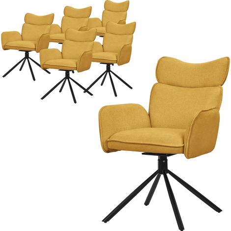 ML-Design Esszimmerstühle drehbar 6er Set Senf mit Stoffbezug, Wohnzimmerstuhl mit Armlehne & Rückenlehne, 360° Drehstuhl, Polsterstuhl mit Stahlgestell, Sessel ergonomisch, Küchenstuhl Loungesessel (1/5)