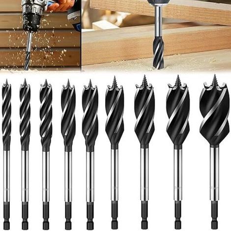 Lntyq Ensemble de 9 Forets HélicoÏdaux, Mèches Hélicoïdale Set Accessories Professional pour Bois, Accessoires pour Perforateurs 10, 12, 14, 16, 18, 20, 22, 25, 32mm (1/5)