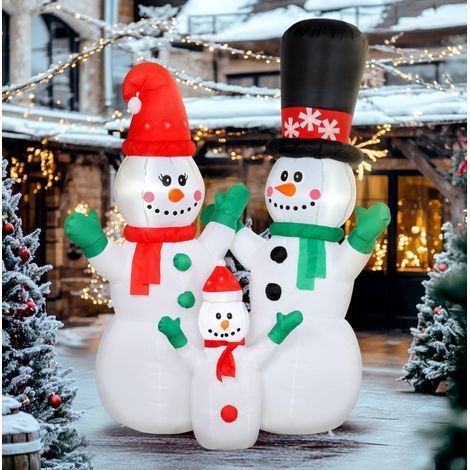 Decoración navideña hinchable, familia de muñecos de nieve 180 cm, LED DESVIAE (1/5)