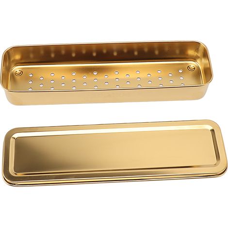 Porte-couverts en acier inoxydable, porte-baguettes, porte-cuillères et porte-fourchettes, avec couvercle et égouttoir, doré (1/5)