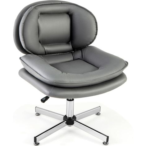 COSTWAY Home Office Chair Swivel Desk Chair Height Adjustable Task Vanity Chair-Grey (1/5)