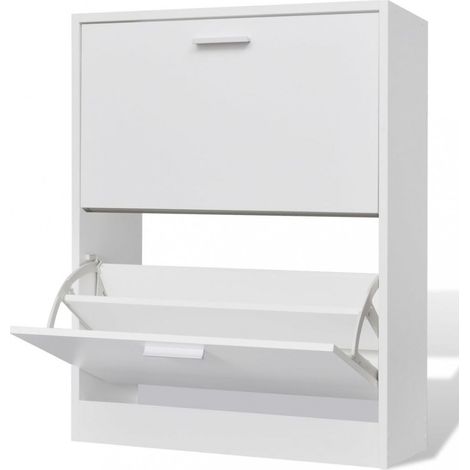 Weißer Holz-Schuhschrank mit 2 Schuhkippern vidaXL (1/5)