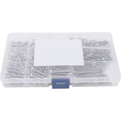 Kit d'assortiment de 450 vis à tête cylindrique creuse hexagonale en acier inoxydable M3 avec clé hexagonale M2,5 (1/5)