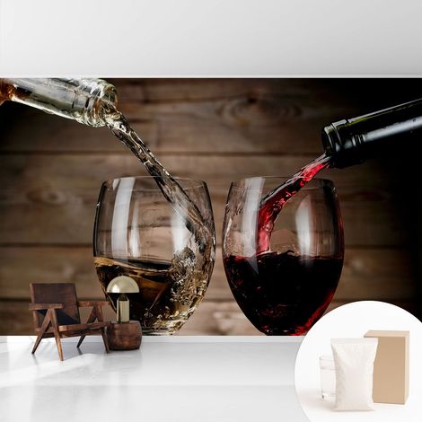 Papier peint intissé mural pour salon chambre à coucher tendance et originale - Colle incluse gratuite Verres à vin 416x254 cm (1/5)