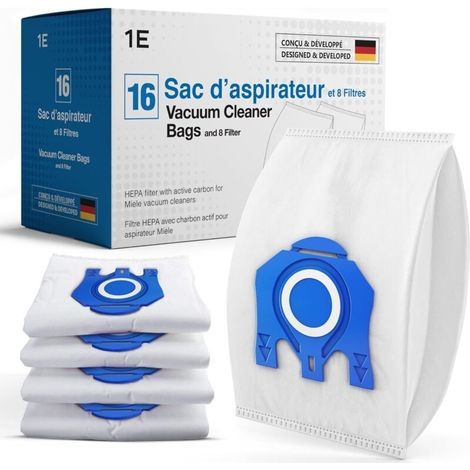 16 Vacuum Cleaner Bags for Miele [Complete C3 C2 Classic C1 S8340] – replaces GN – 4 Motor Filters & 4 Exhaust Filters [S8000 S5000 S2000 S800 S600 Series] – replaces 9917730 12281680 S8 S5 (1/5)