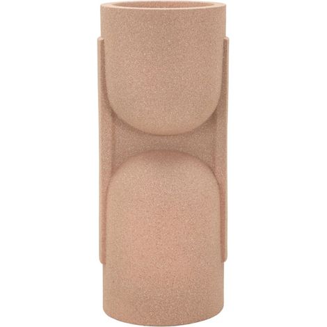 Vaso da Esterno Nui 91cm - Vaso Futurista Rosso in Resina con Elementi Circolari in Rilievo