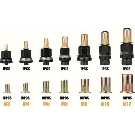 Outil de rivetage manuel, outil simple pour riveter les écrous, pistolet à riveter manuel, jeu de têtes de rivet M3-M12