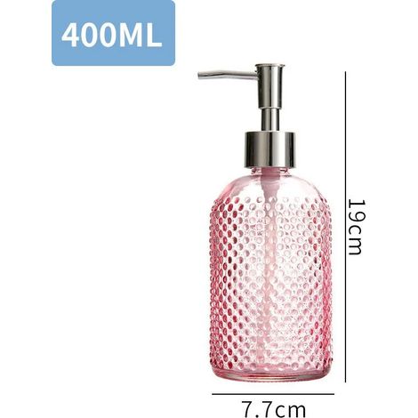 (rose) 1 flacon pompe de 400 ml en verre clair de luxe Nordic Light pour lotion désinfectante pour les mains, shampoing et gel douche - Design élégant (1/5)