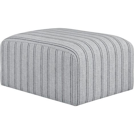 Ryder Thick Stripe Pouffe - Woven - L70 x W90 x H44 cm - Grey - Fully Assembled