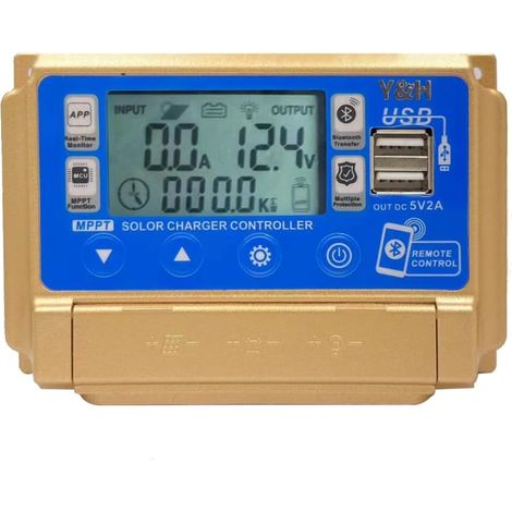 Régulateur de charge solaire 30A 12/24V écran LCD, USB, communication par application, tension de charge réglable, plomb-acide, gel, FLD, lithium (1/5)