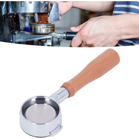 Portafiltro de café  Portafiltro sin fondo fabricado en aleación de aluminio, 58 mm, con 2 asas y una cesta de filtro. (1/5)