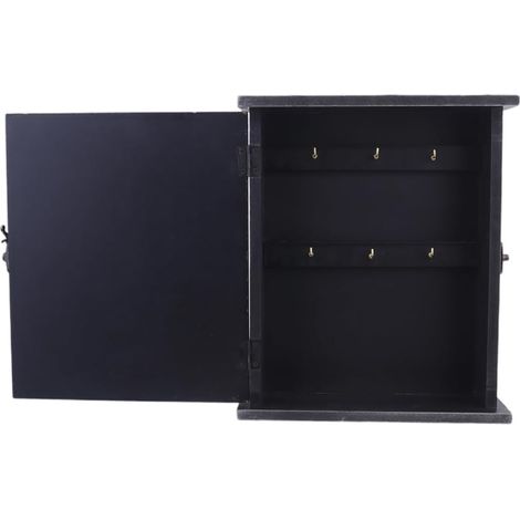 Boite A Clefs,Placards à CléS Boîte à clé en Bois Montage Mural Porte-clé Porte-clés Organisateur de clé (Color : Black, Size : 26x7cm) (1/5)