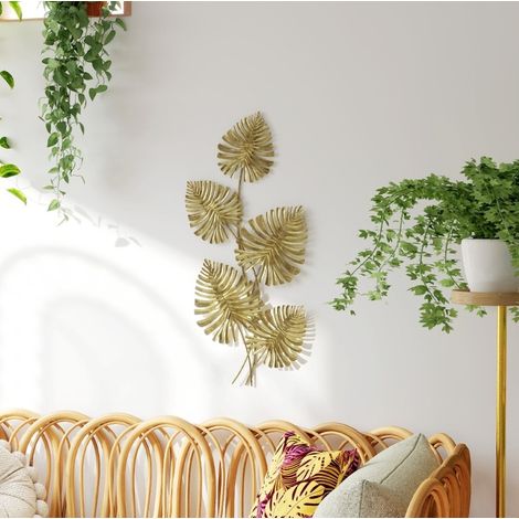 Décoration murale en métal 83x2,5x39 cm doré, moderne pour salon et bureau FLORAGRACE (1/5)
