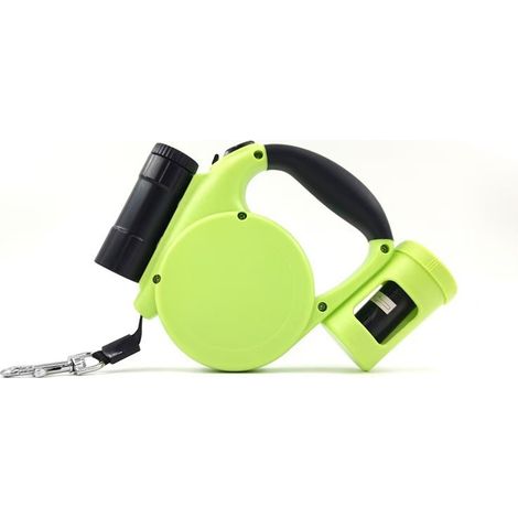 Laisse Chien Enrouleur 5M avec une Petite Lampe de Poche & Porte-Sac à Déjections,Longe pour Chien,aux Chiens Taille Moyenne Grande (15-50 kg),Commande à Bouton Unique,L'entraînement Marche (1/5)