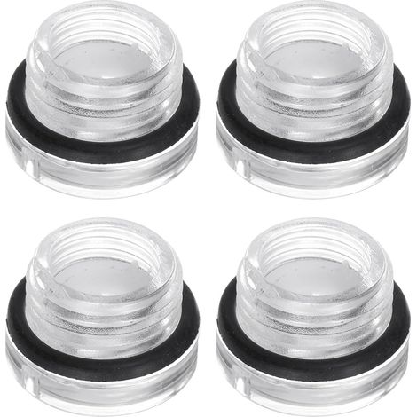 4Pcs Verre de Vue d'Huile de Compresseur d'Air M16 x 1,5mm Mâle Jauge de Niveau de Liquide Plastique Fenêtre d'Indicateur d'Huile à Tête Ronde avec Joint Torique, Transparent (1/5)