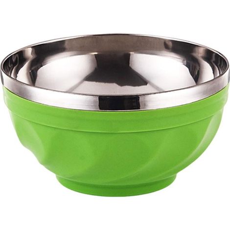 Bol Acier Inoxydable Double Paroi - 12,2 Cm - Usage Polyvalent Salade Soupe Fruits Glace - 1 Pièce (1/5)