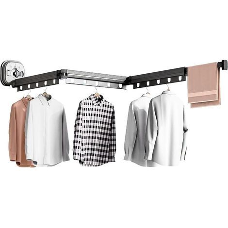 Tendedero de ropa mural, ahorra espacio, retráctil, tendedero de metal plegable - 96 cm (1/4)