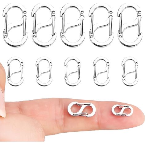 10 Pcs Fermoir Bracelet Acier Inoxydable, Double Ouverture Fermoir Collier Mousqueton (12mm (1/5)