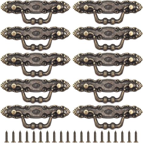 Poignées Porte Meubles Anciens, 10 Pièces Bouton de Tiroir Poignée Antique Armoires Avec à Vis pour Tiroir Armoire Meuble Cuisine Bouton de Porte de Placard Retro Poignées D'armoire (1/5)