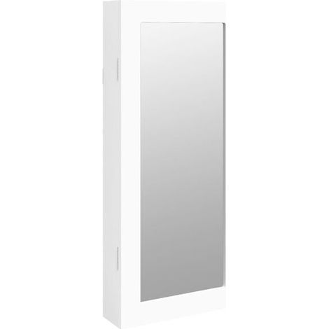 Armoire à bijoux murale blanche avec miroir, dimensions : 30 x 8,5 x 67 cm