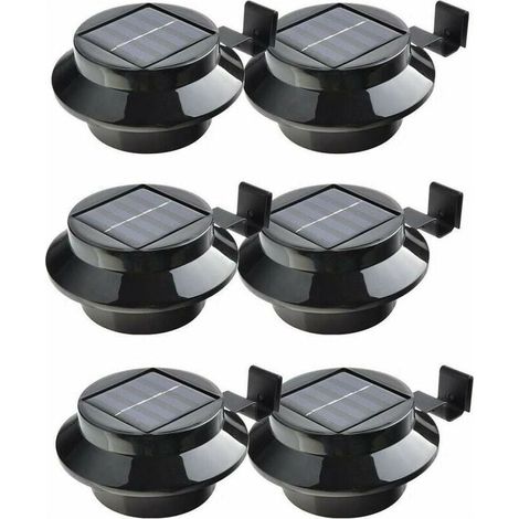 Lampes solaires d'extérieur étanches, Lot de 6 lampes LED à énergie solaire pour gouttière, clôture, toit, gouttière, jardin, cour, mur, noir (1/5)