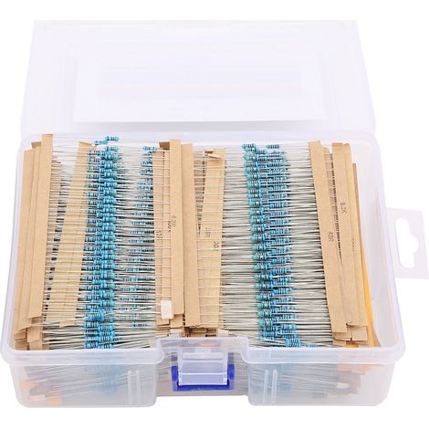Kit de 2600 résistances à film métallique de 1/4 watt pour composants électroniques, de 1 ohm à 3 mégohms (1/5)