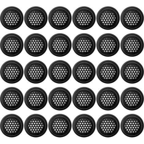 Griglia di ventilazione rotonda nera da 35 mm per bagno e scarpiere, confezione da 30 (1/4)