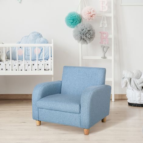 Fauteuil enfant en tissu rembourré pour chambre, charge max 65 kg, dimensions 49x45x44 cm, bleu (1/5)