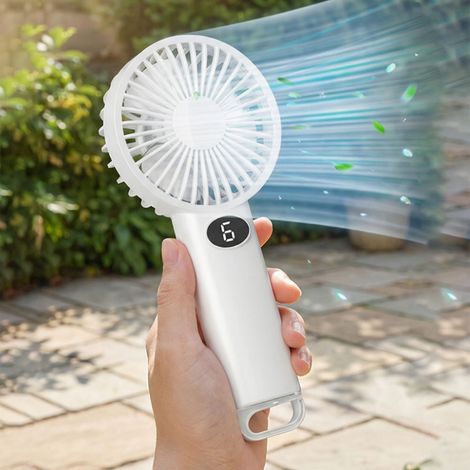 Klappbarer Mini Taschenventilator 1200mAh, USB wiederaufladbar, 6 Geschwindigkeiten, kompakt tragbar für Alltag und Outdoor (1/5)