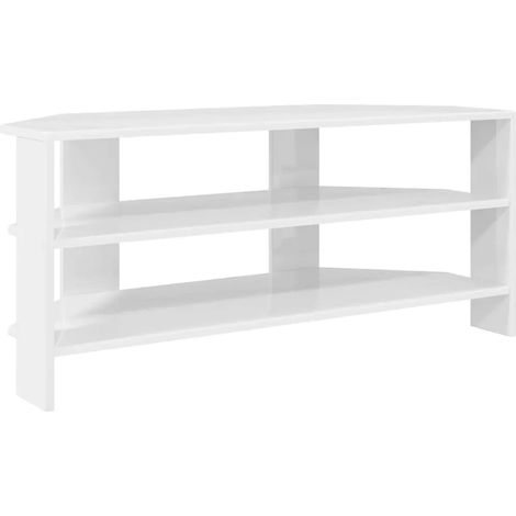 Meuble TV d'angle moderne avec rangement pratique 102 x 40,5 x 45 cm en bois d'ingénierie blanc (1/5)
