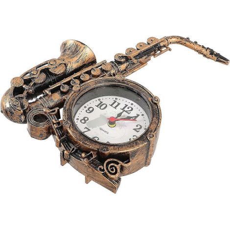Horloge de bureau rétro, modèle décoratif en forme de saxophone, horloge de bureau (1/5)