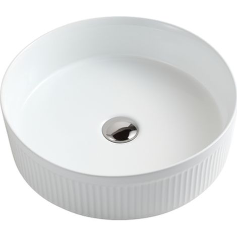 Vasque à poser ronde rainurée -41,5 cm -Blanc -RIVANA (1/5)