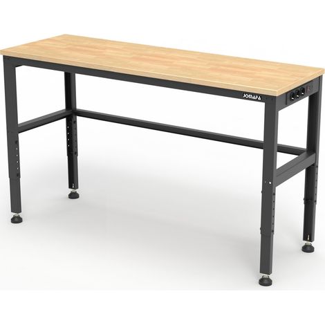 Banco de trabajo con altura ajustable y enchufes AC y USB, 1600 x 510 mm (1/5)