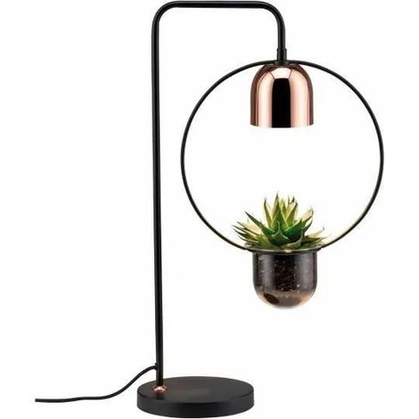 Paulmann Lámpara de sobremesa Fanja negro y cobre diseño decorativo