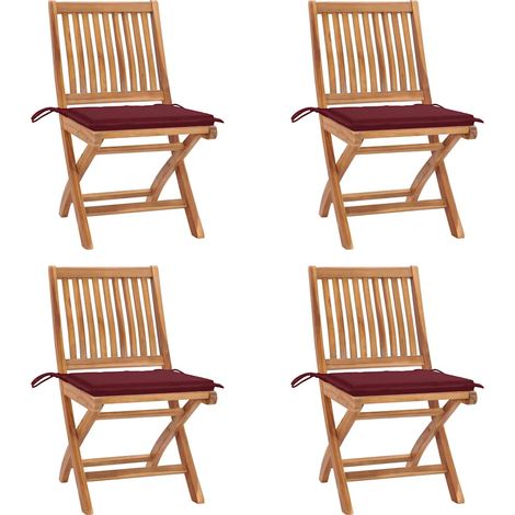Lot de 4 Chaises de jardin pliables  Fauteuils de Jardin avec coussins Teck solide 85692 (1/5)