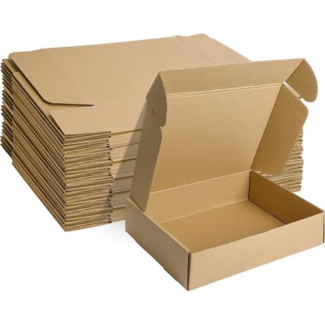 Small Shipping Box 305 x 229 x 76 mm Pack of 20 Foldable Shipping Boxes for Postal Mail, Candles or Gift Brown (1/5)