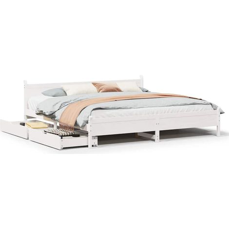 Maison Exclusive - Giroletto senza Materasso Bianco 200x200 cm Legno Massello Pino