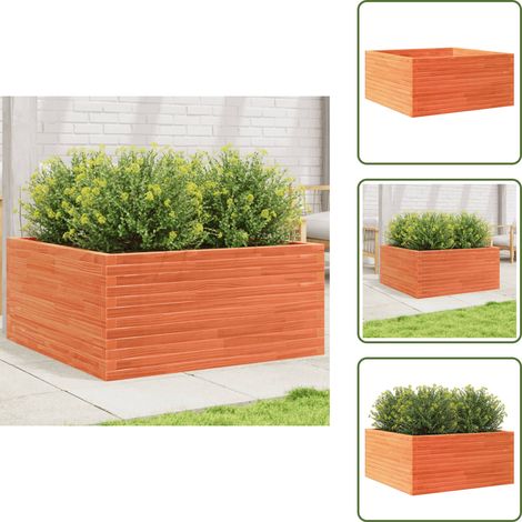 The Living Store Jardinière cire marron 100x100x46 cm bois de pin massif - Jardinier - Pot De Fleurs - Bac À Fleurs - Extérieur - Terrasse