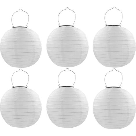Solar LED Lanterns, 6 Pack 20cm Waterproof Nylon Lantern Garden Hanging Lanterns Outdoor Lighting for Garden, Yard, Patio, Wedding, Party (Warm White) (1/5)