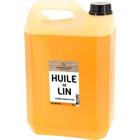 Huile de lin 5L – 100% naturelle – Protection bois des ruches – Anti-humidité et champignons – Application facile – Apiculture.Net