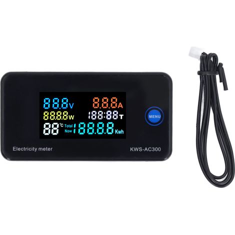 Voltmetro e amperometro CA AC50-300V 0-20A, schermo LCD HD, misuratore di corrente e tensione con induttore mutuo integrato. (1/5)