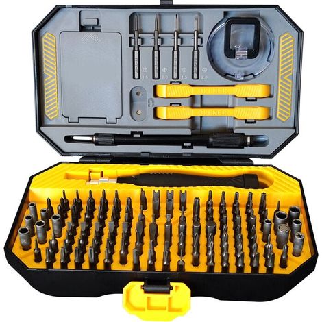 Petit jeu de tournevis 145 en 1 jeu d'embouts de tournevis magnétiques de précision avec pince à épiler, plat, Phillips, Pentalobe, tournevis étoile Torx pour ordinateur, téléphone, ordinateur portabl (1/5)
