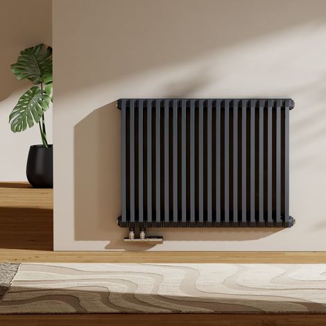 EMKE Heizkörper 60x84cm 1383W Design-Heizkörper Badheizkörper Wandheizkörper Seitenanschluss Doppellagig D-Rohr Anthrazitgrau