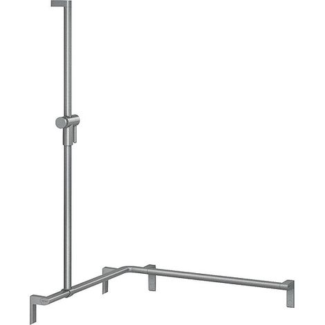 Duschhandlauf Normbau Serie Cavere aus Aluminium, mit Brausehalter + Befestigung, Anthrazit-Metallic, 1100 x 1100 x 1200 - 7486110095