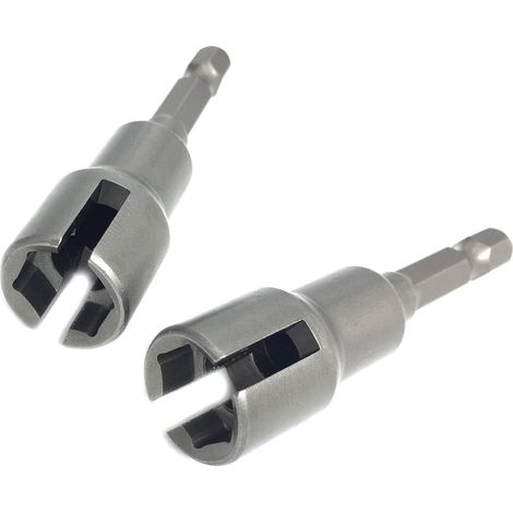 (2pc) Jeu de tournevis pour écrous à ailettes électriques, écrous à oreilles à fente, mèches à douille, ensemble d'outils, mèches à queue hexagonale 1/4" pour écrous de panneau écrans boulon à crochet (1/5)